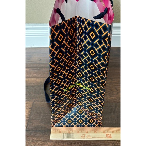 Tory Burch Empty Large 16 (L)×6 (W)×12 (H) Paper Shopping Bag Navy Orange Yellow - Picture 3 of 6